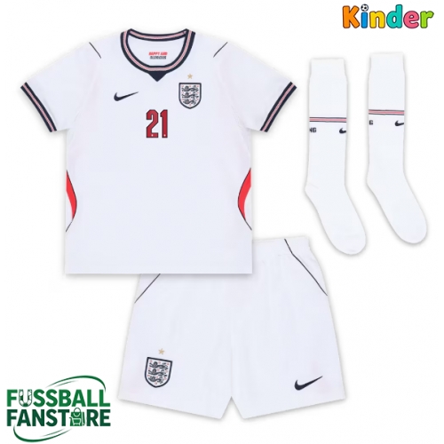 England Eberechi Eze #21 Replik Heimtrikot Kinder WM 2026 Kurzarm (+ Kurze Hosen)